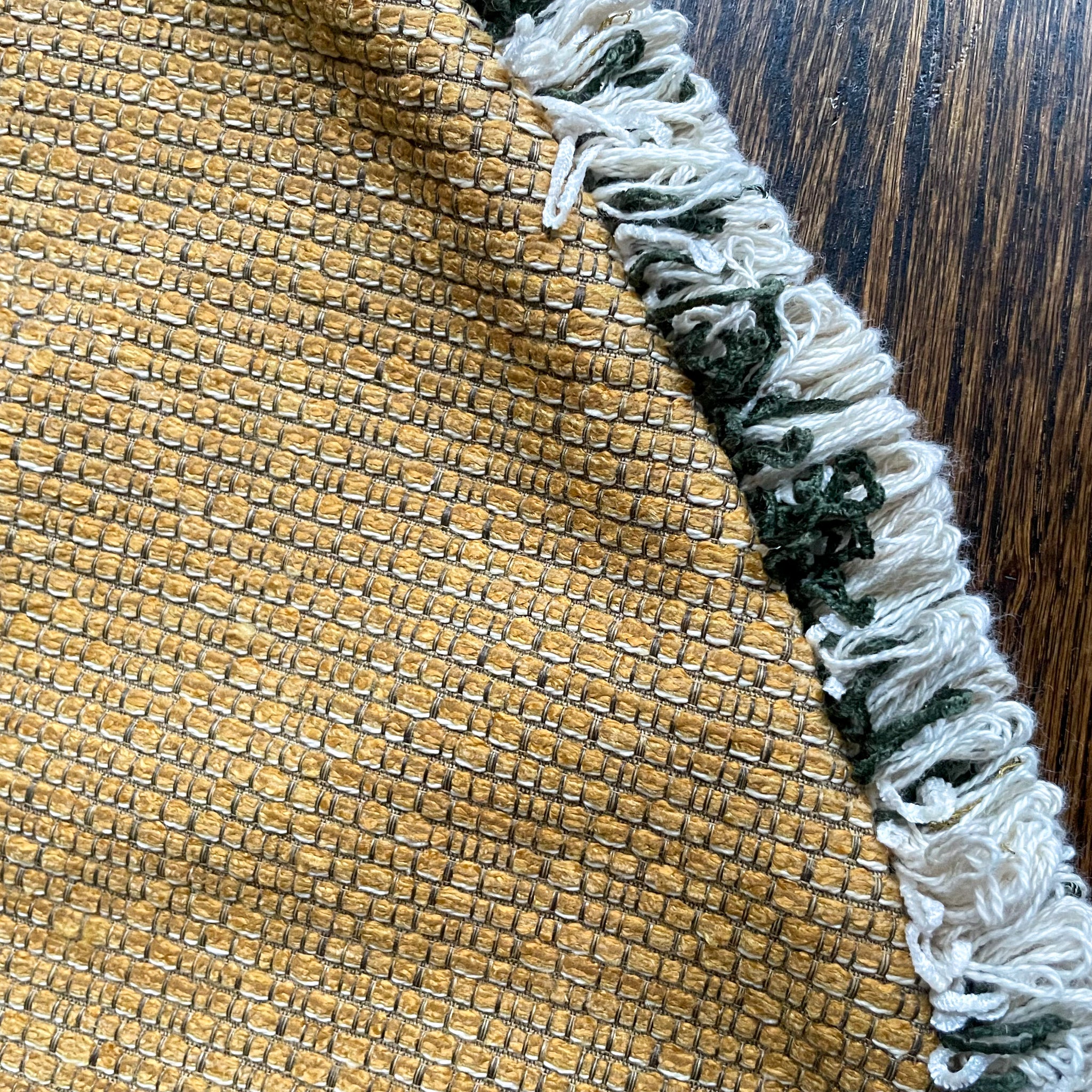 48" Olive Green and Gold Christmas Tree Skirt with Fringe | Reversible