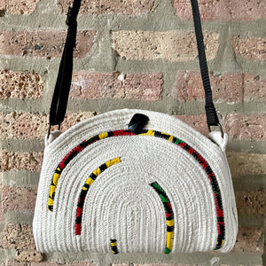 Rope Purse with Navy Blue, Red, Yellow and Green Accents