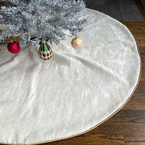 48"  Off White and Bright Green Christmas Tree Skirt | Reversible