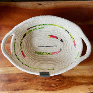 Oval Rope Bowl with Handles | White, Pink, Black, Green | 13"x9.5", 4.5" Deep