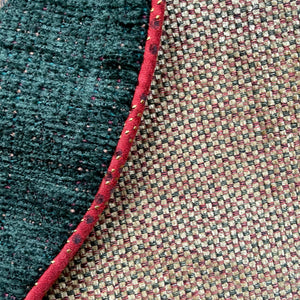 24" Beige, Green, Red Farmhouse Tabletop Christmas Tree Skirt | Reversible