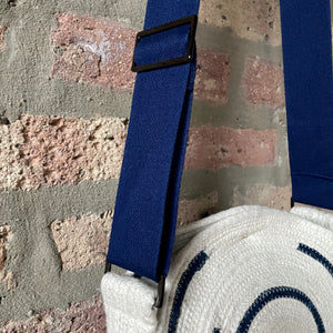 Handmade Rope Crossbody Purse | Navy Blue Accents |  Coiled Rope Handbag
